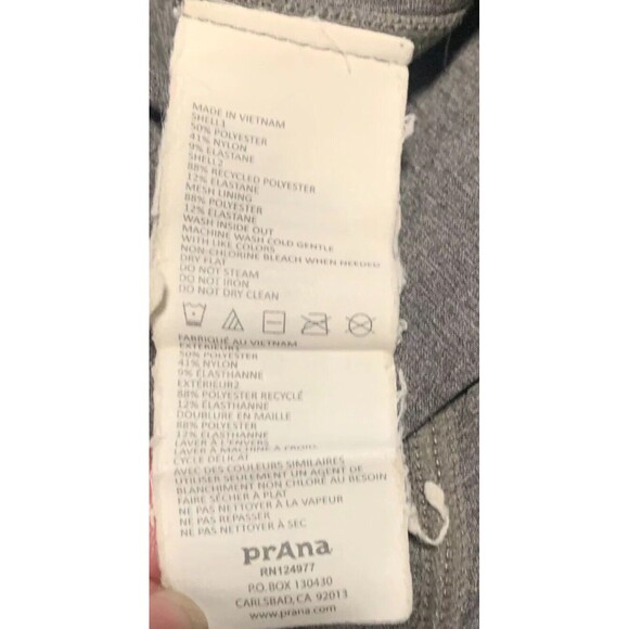 Prana Tank Top Womens Small Gray Contrast Built in Bra Sleeveless‎ Athleisure - Picture 3 of 10